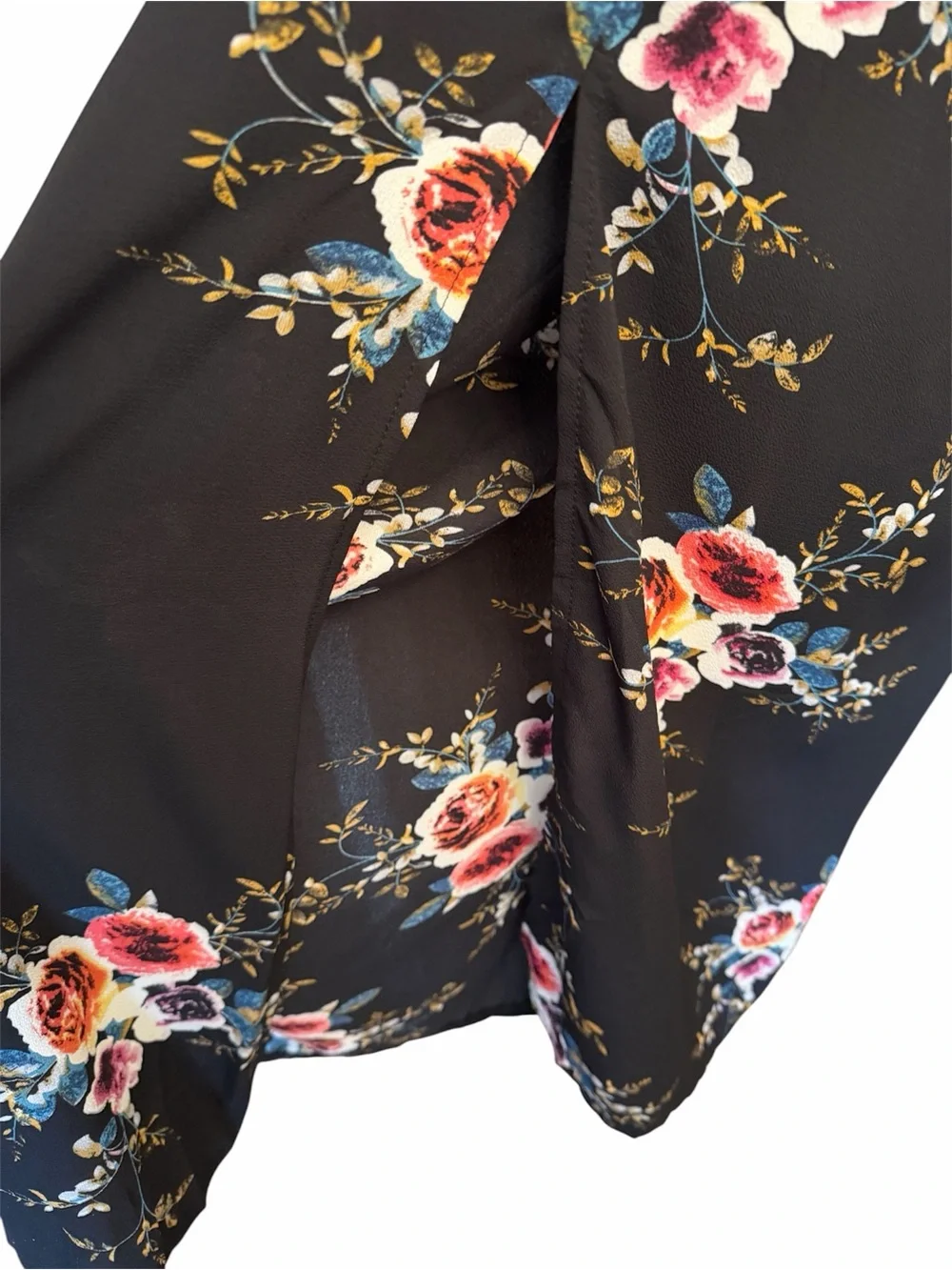 Floral Maxi Dress - Black with Pink Blooms - Picture 6 of 6